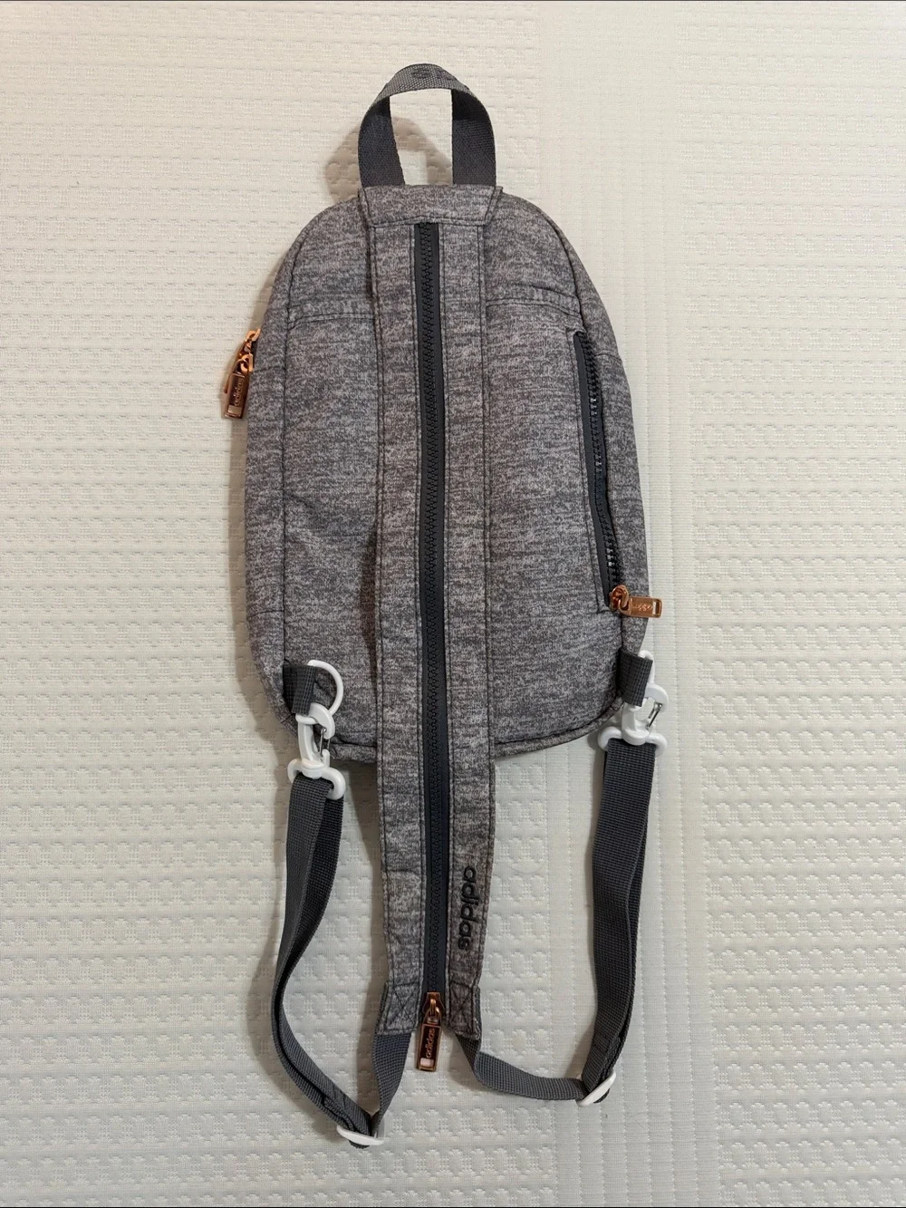 adidas Gray Heather Backpack and Waist Pack with Rose Gold Accents - Picture 2 of 3